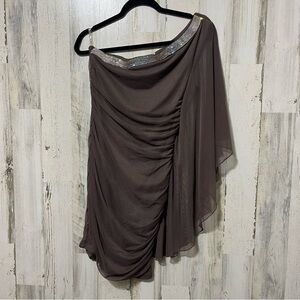 Emerald Sundae One Shoulder Dress Rhinestones Ruching